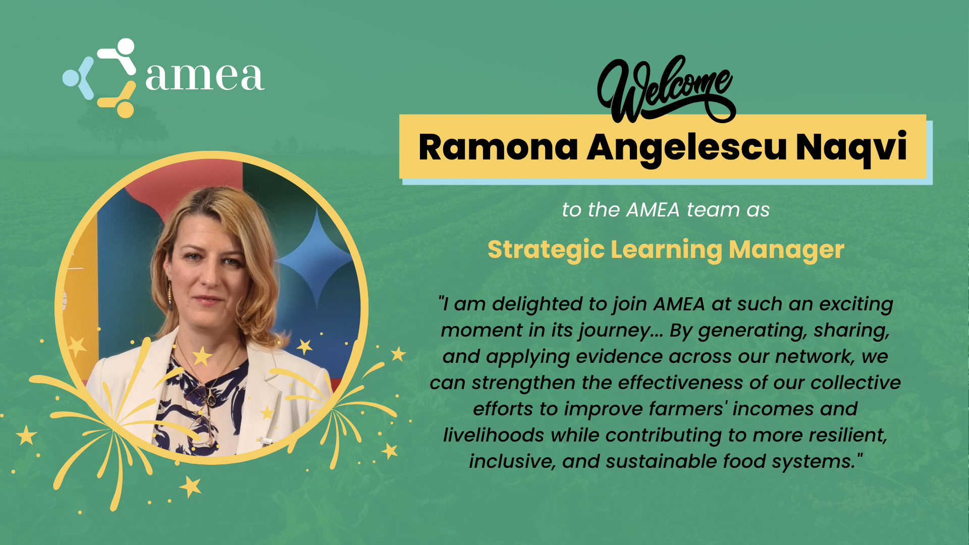 Welcome to the AMEA team Ramona